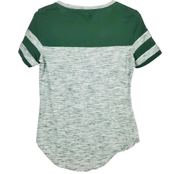 Women’s NFL Green‎ Bay Packers Football Logo SZ S Small Ringer Tee Gold Stripes - Picture 5 of 12